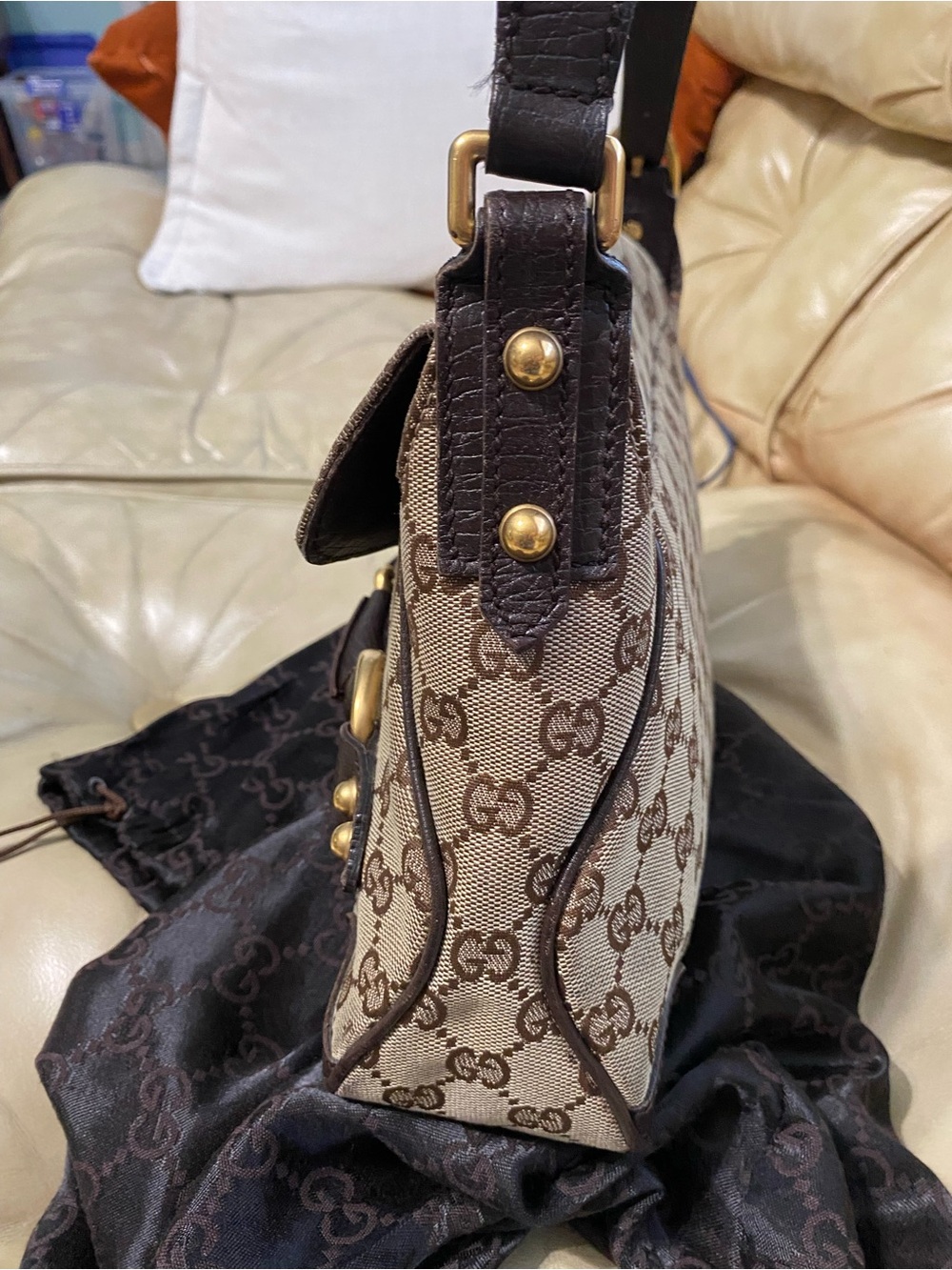 Gucci Tom Ford READ Chain Hobo Bag Flap Horse Bit GG Monogram Canvas - Picture 7 of 15
